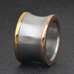 simple style Three-Color Titanium Steel Glossy wide Ring