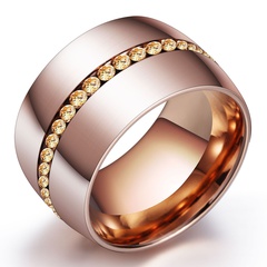 Fashion New Style Stainless Steel Single Row Diamond Ring