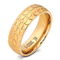 Simple style 18K Gold plated Tire pattern Titanium Steel Ring
