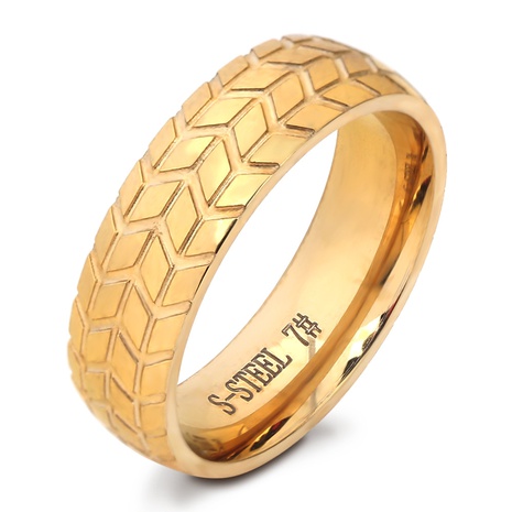 Simple style 18K Gold plated Tire pattern Titanium Steel Ring's discount tags