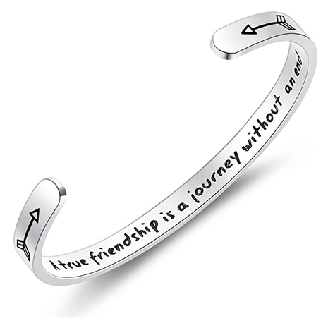 new style simple letter slogan titanium steel open bracelet's discount tags