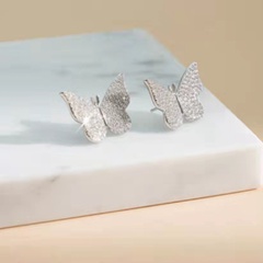 Mode Brillant Plein de Diamants Blanc Noir Papillon Boucles D'oreilles pour les Femmes