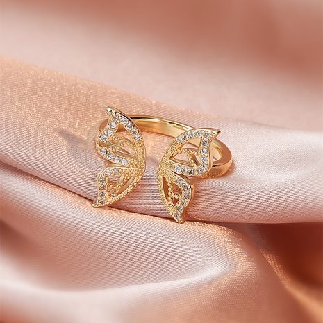 Fashion Copper Animal Butterfly Rings Daily Zircon Copper Rings 1 Piece's discount tags