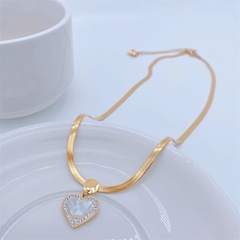 Mode Elegante 18K Vergoldung Diamant Intarsien Herz Anhänger Titan Stahl Halskette
