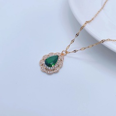 Fashion Elegant Diamond Water Drop Pendant Women's Titanium Steel Necklace