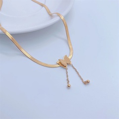Fashion Elegant 18K Gold Plating Butterfly Snake Bone Chain Titanium Steel Necklace