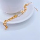 Fashion Elegant 18K Gold Plating Crossed Thick Chain Titanium Steel Braceletpicture9