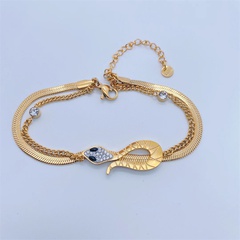 Fashion Elegant 18K Gold Plating Snake Flat Chain Titanium Steel Bracelet