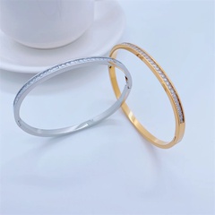 Elegante Einfache Überzogene 18K Gold Micro-Intarsien Edelstein Edelstahl Armband Weibliche Ornamente