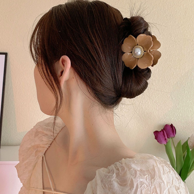 Fashion Vintage Pearl Flower Shaped Clip Hairpin Hair Accessories