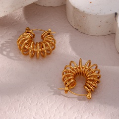 Simple Ear Hoop Jewelry Stainless Steel Plated 18K Golden Hollow Winding Earrings