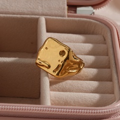 Mode Edelstahl Vergoldet 18K Gold Übertrieben Platz Käse Ring