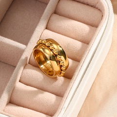 Mode-Ring Ornament Edelstahl Vergoldet 18K Vintage Gold Perlen Kreis Ring