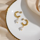 Mode Edelstahl Vergoldet 18K Einzigen Perle Ohrringepicture12