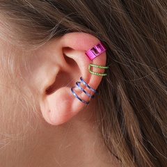 Fashion Jewelry Geometric Hollow Chain Shape Simple Color Laser Ear Clip Set