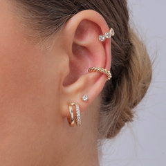 Fashion Jewelry Simple Metal Zircon Frosty Alloy Earrings Set