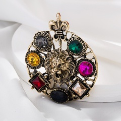 New Corsage Color Rhinestone Lion Head Shape Pin Suit Coat Accessories Wholesale Alloy Brooch
