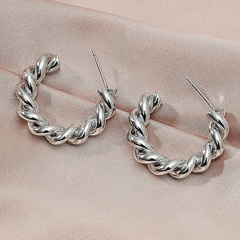 Fashion Metal Spiral C-shaped Geometric Twist Weave Female Alloy Earrings