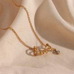 Fashion Creative ECG Zircon Pendant Stainless Steel 18K Gold Plating Necklace