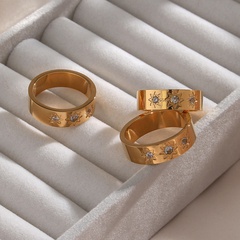 Mode Edelstahl 18K Gold Überzogene Drei Acht Granne Sterne Ring
