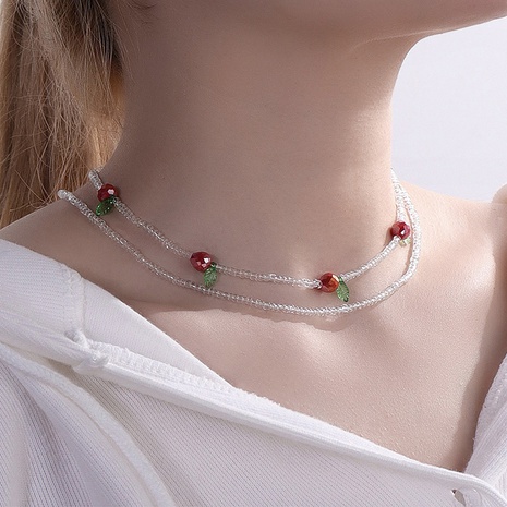 Mode Süße Kreative Obst Förmigen Anhänger Perlen Halskette Set's discount tags