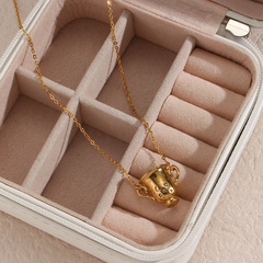 Mode Edelstahl Vergoldet 18K Gold Zirkon Trophäe Anhänger Halskette
