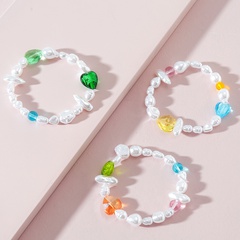 Fashion Jewelry Pearl Beaded Glaze Heart Shaped Alloy Bracelet Set