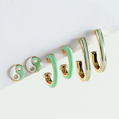 Fashion Jewelry Dripping Yin and Yang Alloy Stud Earrings Set