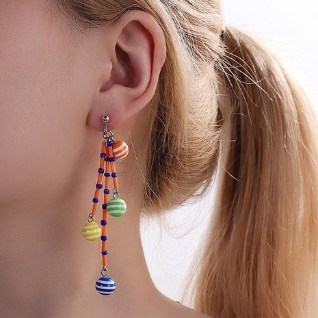 Fashion Small Multicolor Round Balls Beaded Resin Metal Earrings's discount tags