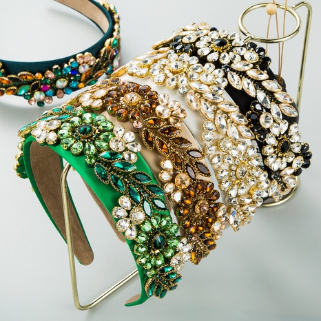 Fashion Baroque Color Glass Drill Cloth Headband Hair Accessories Women's discount tags