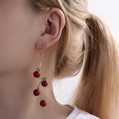 Fashion Creative Geometric Shaped Fruit Beaded Metal Earrings's discount tags