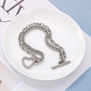 Fashion Retro Stainless Steel Simple HeartShaped T Buckle DoubleLayer Bracelet Female Wholesalepicture7