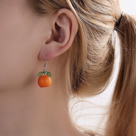 Fashion Creative Sweet Orange Fruit Shaped Pendant Metal Earrings's discount tags