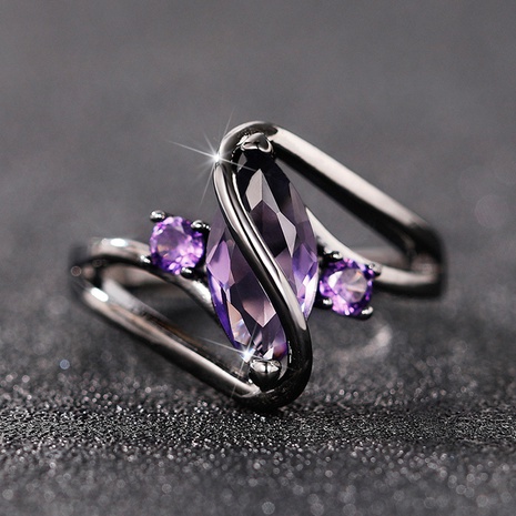 Black Purple Horse Eye Ring Trendy Fashion Zircon Ring's discount tags