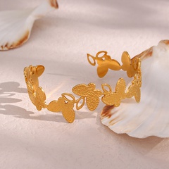 Mode Armband Ornament Edelstahl Vergoldet 18K Goldene Open-End Schmetterling Armband
