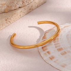 Einfache Edelstahl Vergoldet 18K Glatte Öffnung Armband