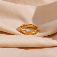 Fashion Stainless Steel 18K Gold Plating Geometric Water Ripple Ring
