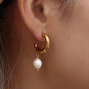 Mode Edelstahl Vergoldet 18K Einzigen Perle Ohrringepicture10