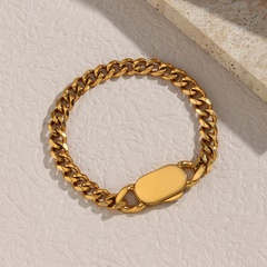 Mode Edelstahl Vergoldet 18K Goldene Glatte Oval Schnalle Große Chunky Kette Halskette