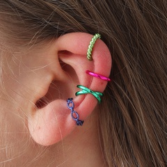 Fashion Jewelry Geometric Hollow Chain Shape Simple Color Laser Ear Clip Set