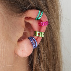 Fashion Jewelry Geometric Hollow Chain Shape Simple Color Laser Alloy Ear Clip Set