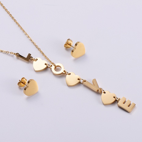 Fashion Creative New Letter Heart-shapedTitanium Steel Necklace Earrings's discount tags