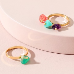 Fashion Jewelry Wholesale Twin Women's Natural Stone Metal Ring Set