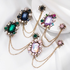 Fashion Tassel Suit Pin Clothes Accessories Boutonniere Zircon Alloy Brooch
