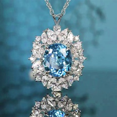 New faux Sapphire Pendant Colored Gems Necklace
