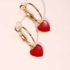 Fashion Red Love shaped Dripping Oil Heart Shaped Earrings