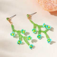 Fashion Jewelry Rice-Shaped Beads Stringed  Flower Shaped Earrings