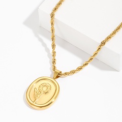 2022 nuevo estilo de acero inoxidable 18K chapado en oro Twist chain Rosa flor colgante collar