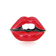Fashion Elegant Sexy Red Lip Clothing Brooch Women's Suit Dress Pin