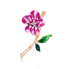 Fashion Rhinestone Inlaid Oil Drip Flower Brooch Clothing Accessories